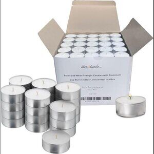 Tea Light Candles in Metal Cups - 4.5 Hours Clean, Long Burning White Unscented